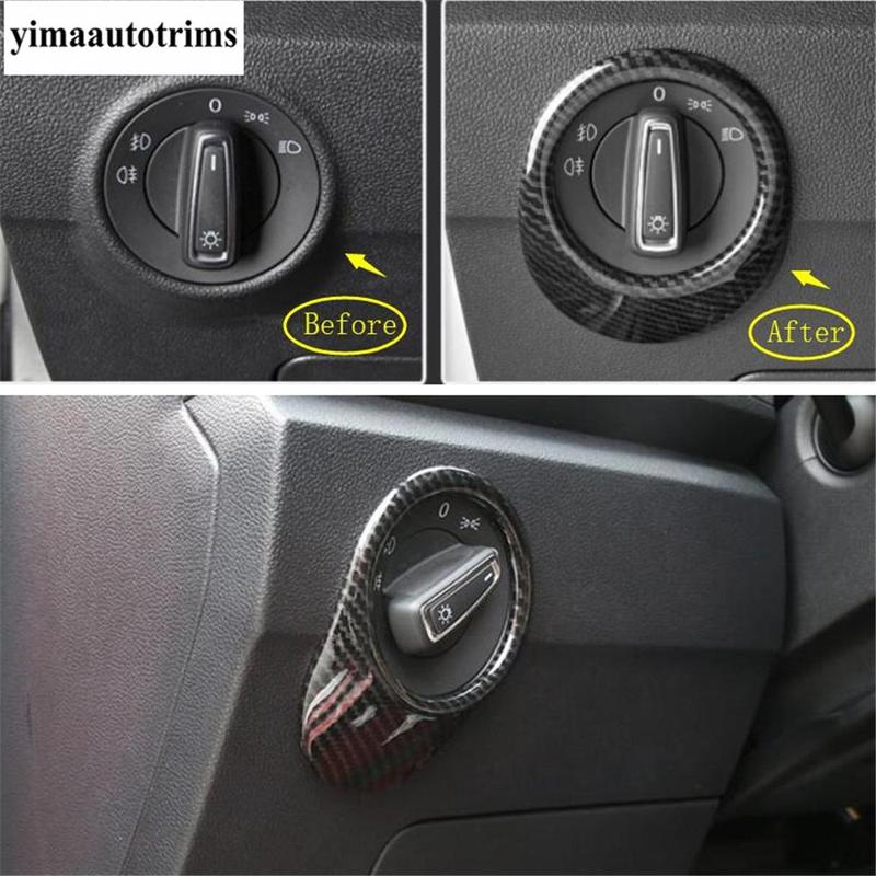 Head Light Lamp Switch Button Panel Cover Trim For Volkswagen T-Roc T Roc 2018 - 2025  Carbon Fiber / Matte Interior Accessories
