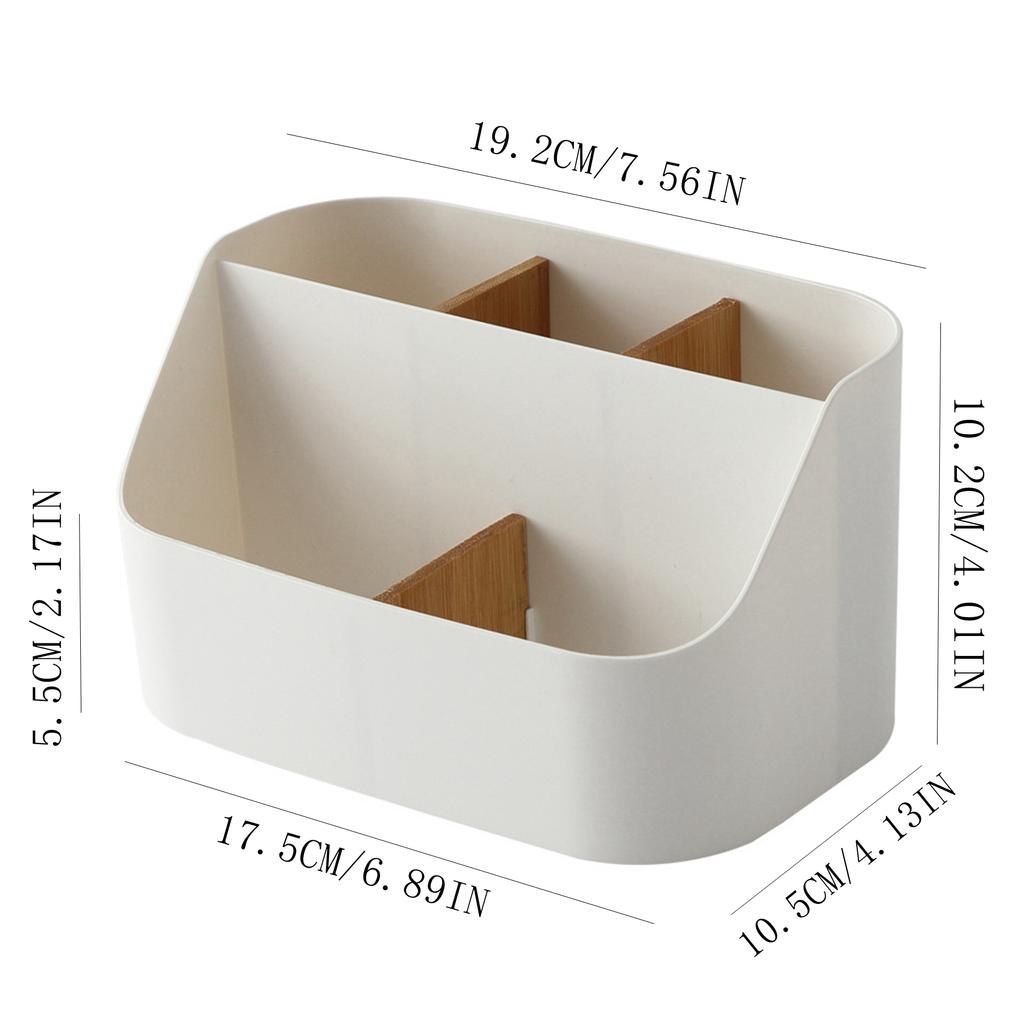 Versatile White Desk Organizer - 3-Compartment Storage Box for Pens, Pencils & Accessories | Ideal for Home Office, Vanity Table