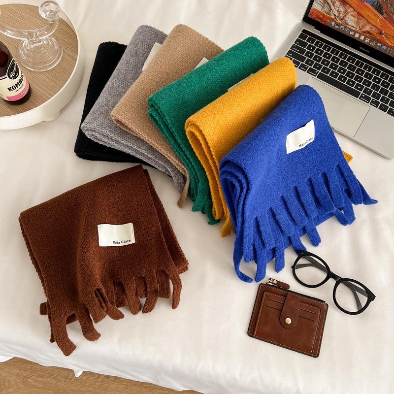 Christmas Festive Red Scarf Women's Winter Knitted Warm Scarf Student Thickened Senior Sense New Gift