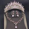 Elegant Purple Tiaras and Bridal Jewelry Sets for Women Wedding Crown Choker Necklace Earrings Set Party Jewelry Accessory