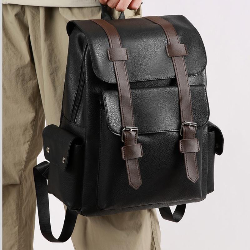 Fashion Luxury Men Backpack Waterproof PU Leather Travel Bag Man Large Capacity Teenager Male Mochila Laptop Backpacks