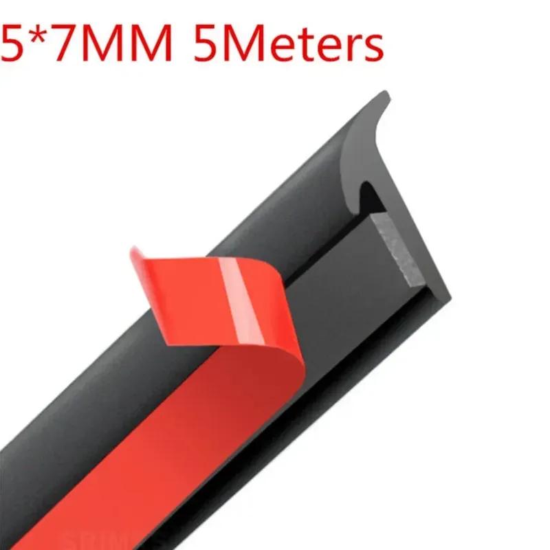 Universal Car Rubber Sealing Strip 5M T-Type Rubber Sealing Strip Black For Car Edge Trim Bumper Lip Side Skirt 5MM*7MM