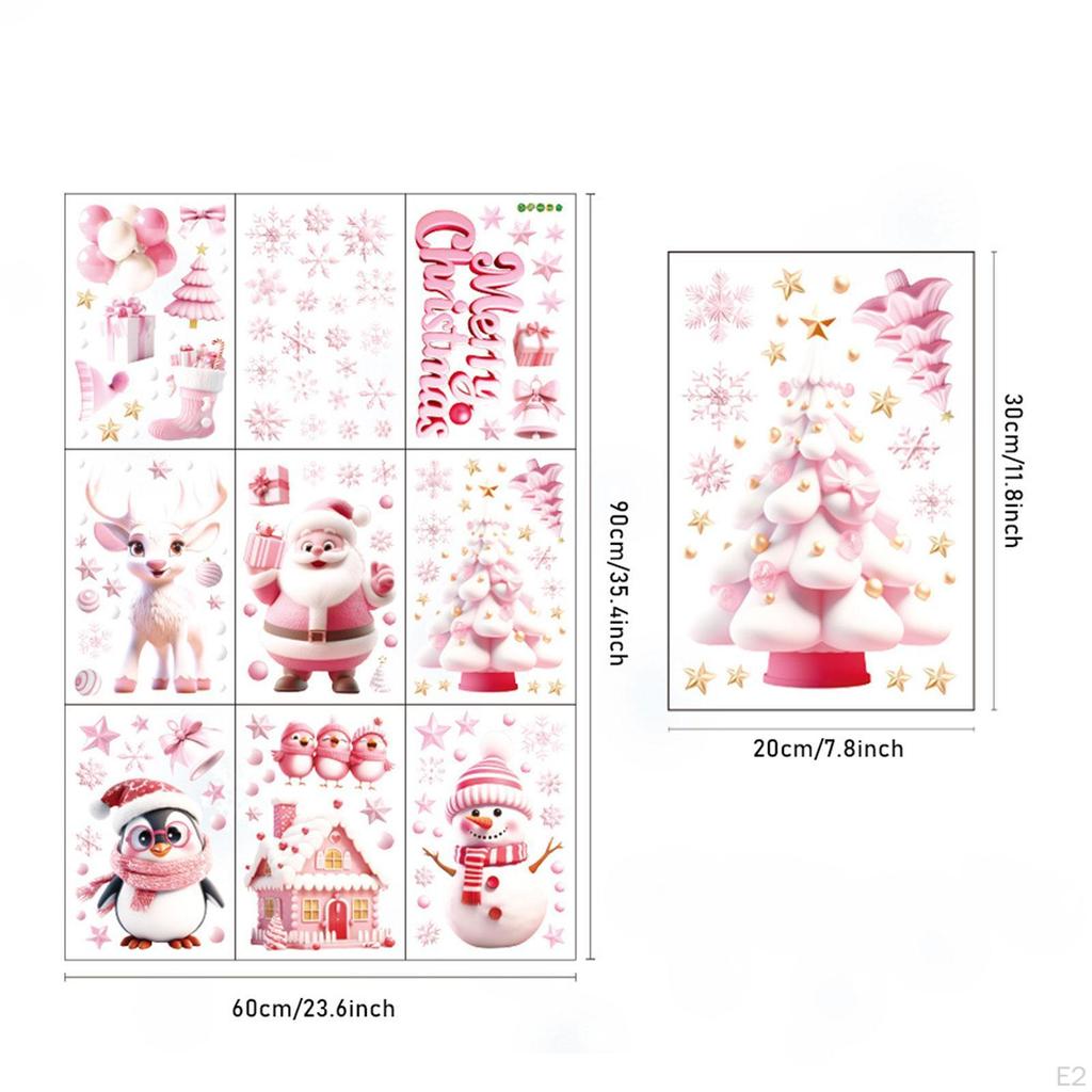 Weihnachtsfensteraufkleber, Glasaufkleber Abziehbilder Partyzubehör Dekorative statische Haftfolien Sichtschutzfolie