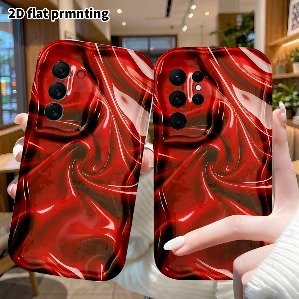 Phone Case: 2D Flat Samsung Galaxy A34 A35 S20 S22 S21 FE Plus Ultra Protective Case, Wine Red Satin, Christmas and Halloween Holiday Gift