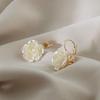 Elegant Camellia Pearl Earrings for Women - White Flower Studs with High-End Design