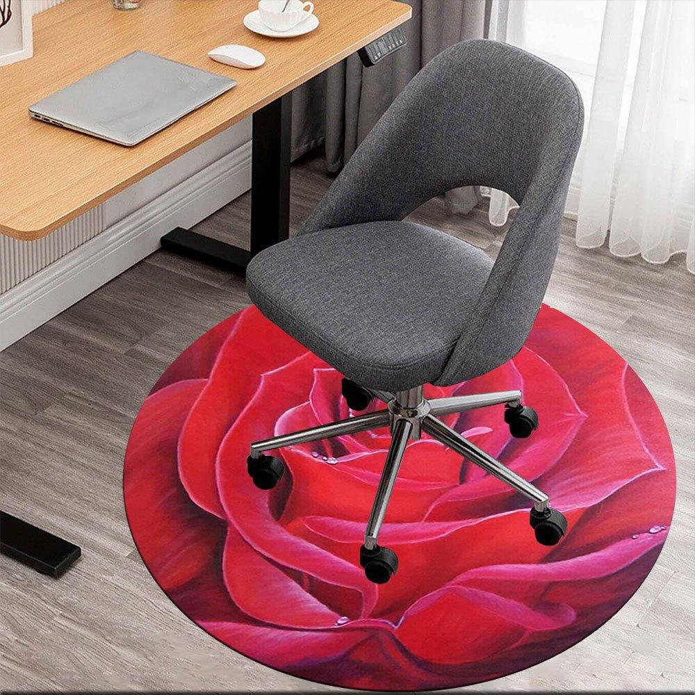 

Red Rose Watercolor Painting Wall Art DecorRound Non-Slip chair mat chair carpet for office Rugs for Office Decor Gift For Valentine s Day Mother s Da 80cm by 80cm