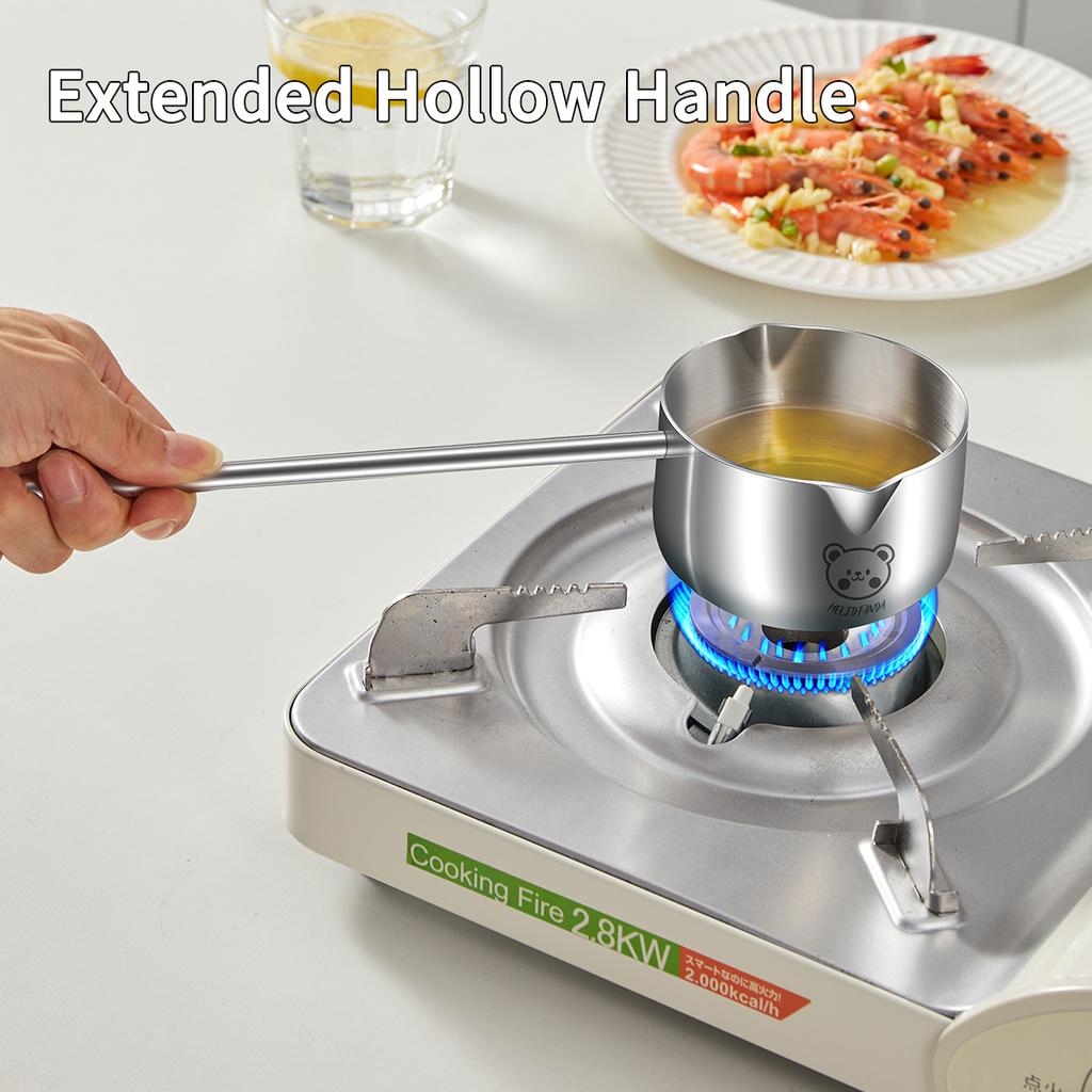 WORTHBUY 304 Stainless Steel Sauce Spoon Anti Scalding Long Handle Hot Oil Spoon Soup Ladle Multifunctional Kitchen Tableware