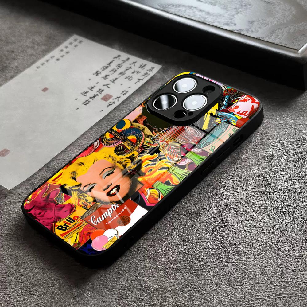 Andy Warhol Art Phone Case For IPhone 16 Pro Max 15 Plus 14 Pro 12 11 13 Mini X XR XS Max 8 7 Plus SE Glass Cover