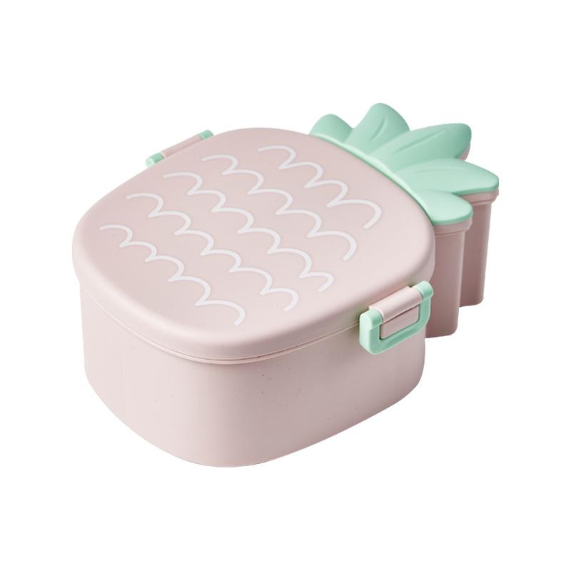Lunch Box For Kids Cute Pineapple Shape Bento Box with Fork Spoon Snack Dessert Container Microwavable Food Case Portable Office