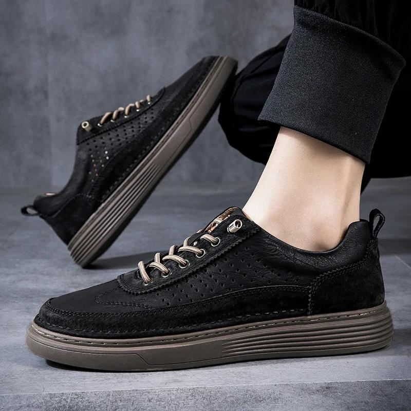2024 New Men's Summer  Casual Leather Shoes Luxury Men Designer Outdoor Comfort Breathable Casual Shoe Walking Shoes