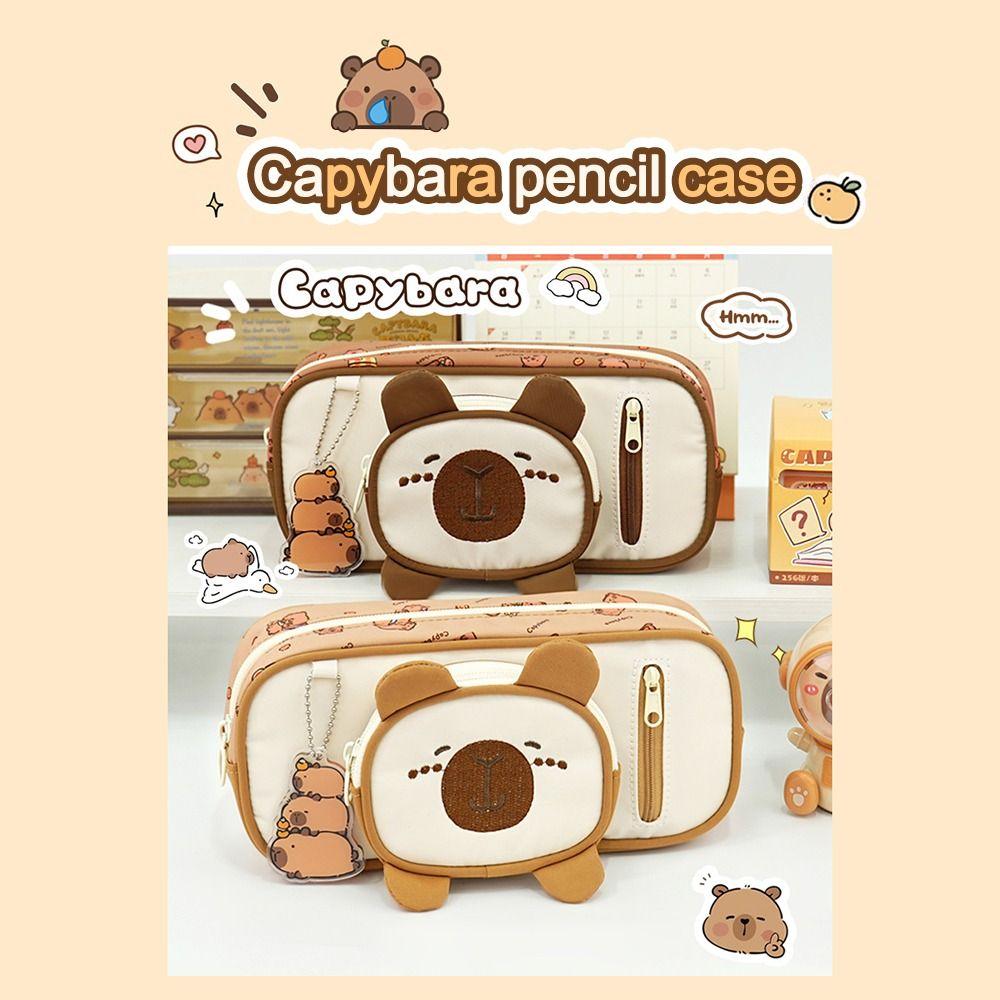 Large Capacity Pen Bags Cartoon Pencil Pouch Kawaii Capibara Pencil Case  School Supplies