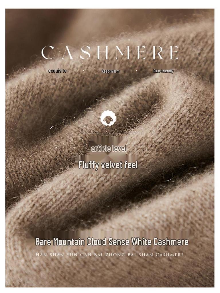 Women's Cashmere Half-High Neck Thick Knit Sweater for Autumn/Winter Warmth.
