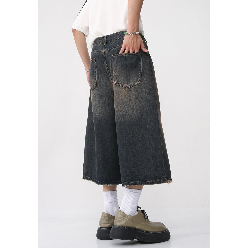 Herren Denim Jeans Cropped Hosen Mittlere Taille Knielang Lässig Locker Sommer Kurzer Stil Hohe Qualität Personalisierbar Waschbar Streetwear Kleidung