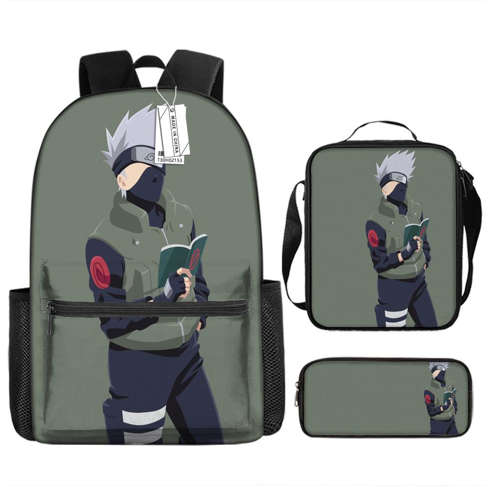 Naruto Naruto Rucksack Kakashi Naruto Uchi Grund- und Mittelschule Schultasche Kinderrucksack Dreiteiliges Set