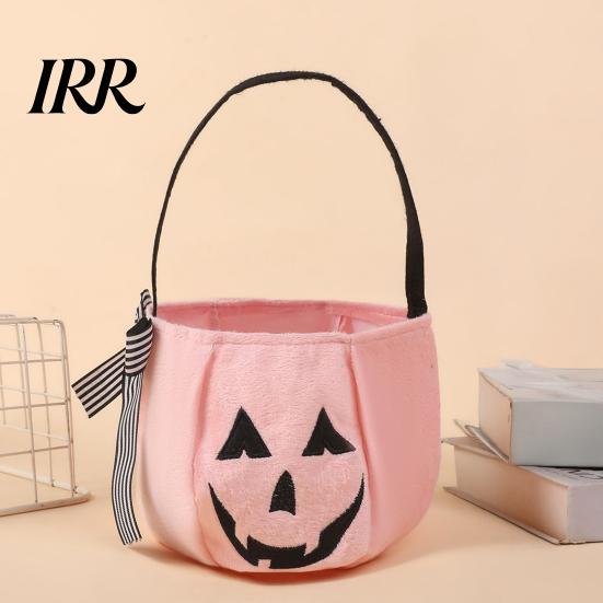Porta caramelle ricamato Sacca zucca di Halloween per bambini, Borsa per dolcetto o scherzetto Decorazione festiva con manico, Secchiello riutilizzabile per snack Bomboniere per feste