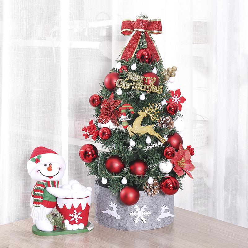 Desktop Non-Shedding Gold & Red Mini Christmas Tree Ornament Set
