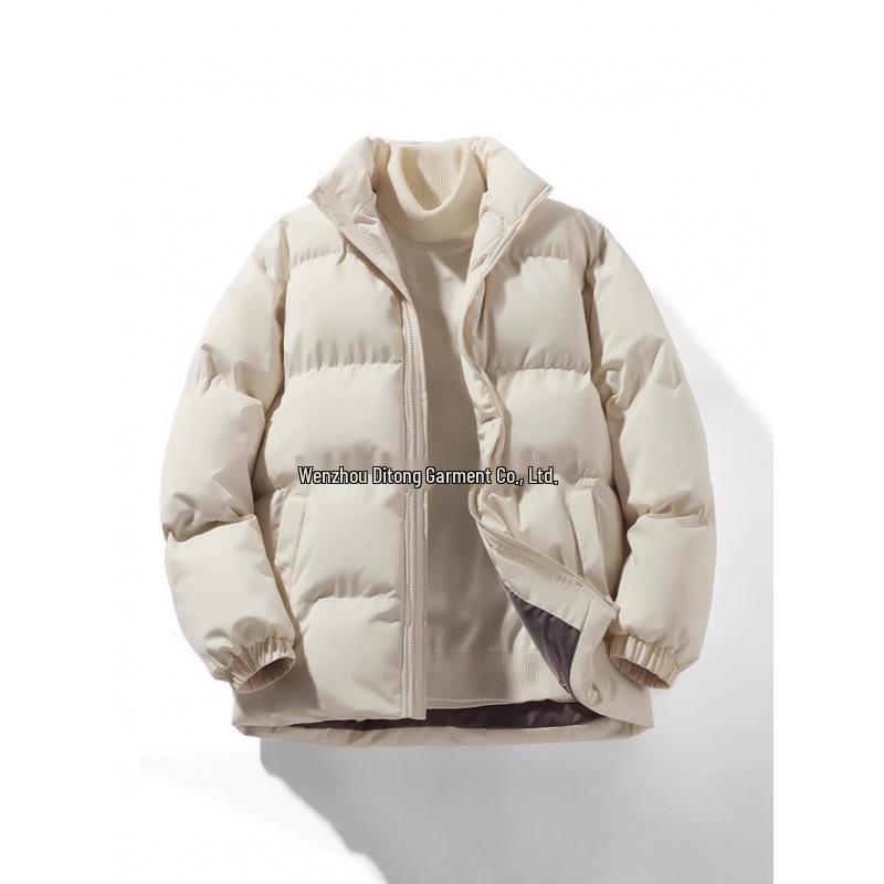 Men's Autumn & Winter High Neck Thickened Cotton Coat with Velvet, Solid Color, Plus Size, Couple Wear Puffer Down Jacket