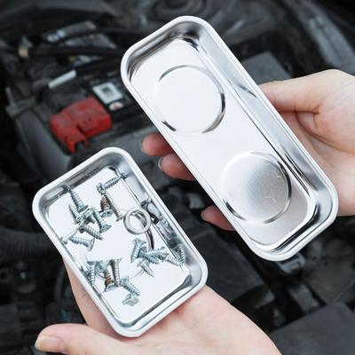 Magnetic Tray Stainless Steel Square Magnetic Parts Storage Tray for Automotive Nuts Bolts Screws Parts Suction Storage Tools