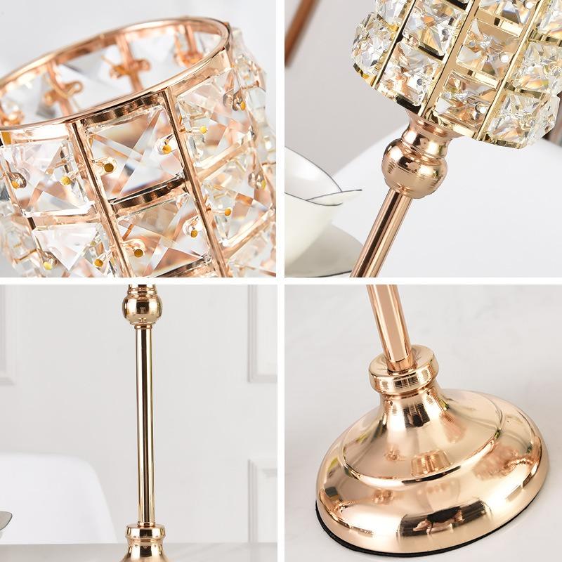 European Gold Crystal Candlestick Home Decor Iron Candlestick Wedding Candlelight Dinner Props Home Decor