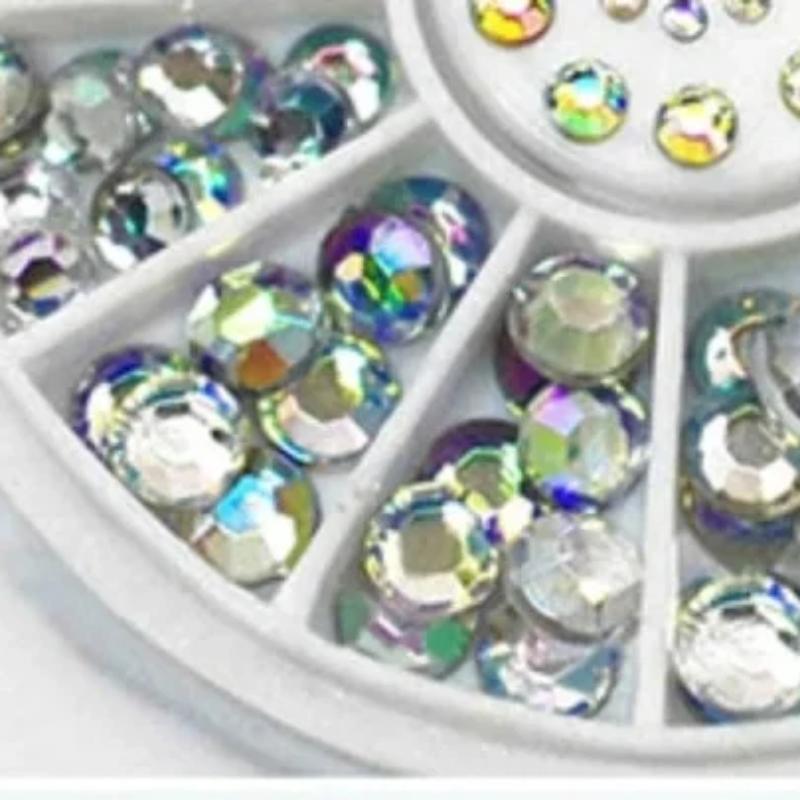 DIY Nail Art Wheel Tips Crystal Glitter Rhinestone 3D Nail Art Decoration White AB Color Acrylic Diamond Drill Nail Supplies
