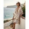 Women's V Neck Short Sleeve Midi Dress Loose Fit Relaxed Waist Elegant British Style 3D Printed Beach Coverup Casual Vacation Dress