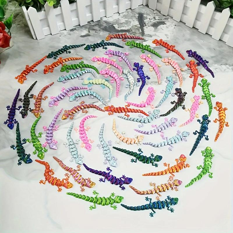 30 Pc 3d Printed Movable Joint Lizards, Colorful and Realistic Reptile Decorations, Durable Plastic Desktop Ornaments Ons