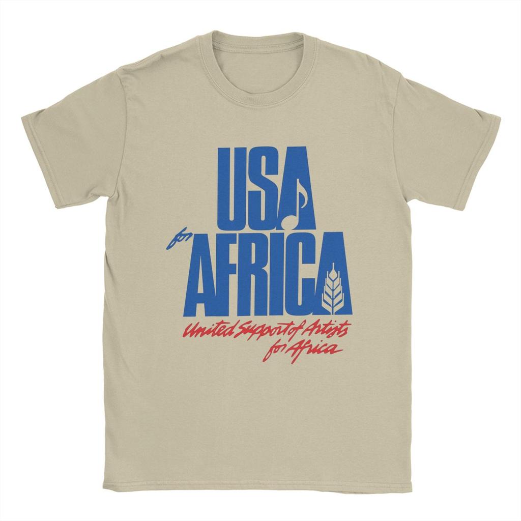 Men T-Shirt We Are The World Anniversary USA For Africa United Artists 100% Cotton Tees Short Sleeve T Shirts Tops Printed