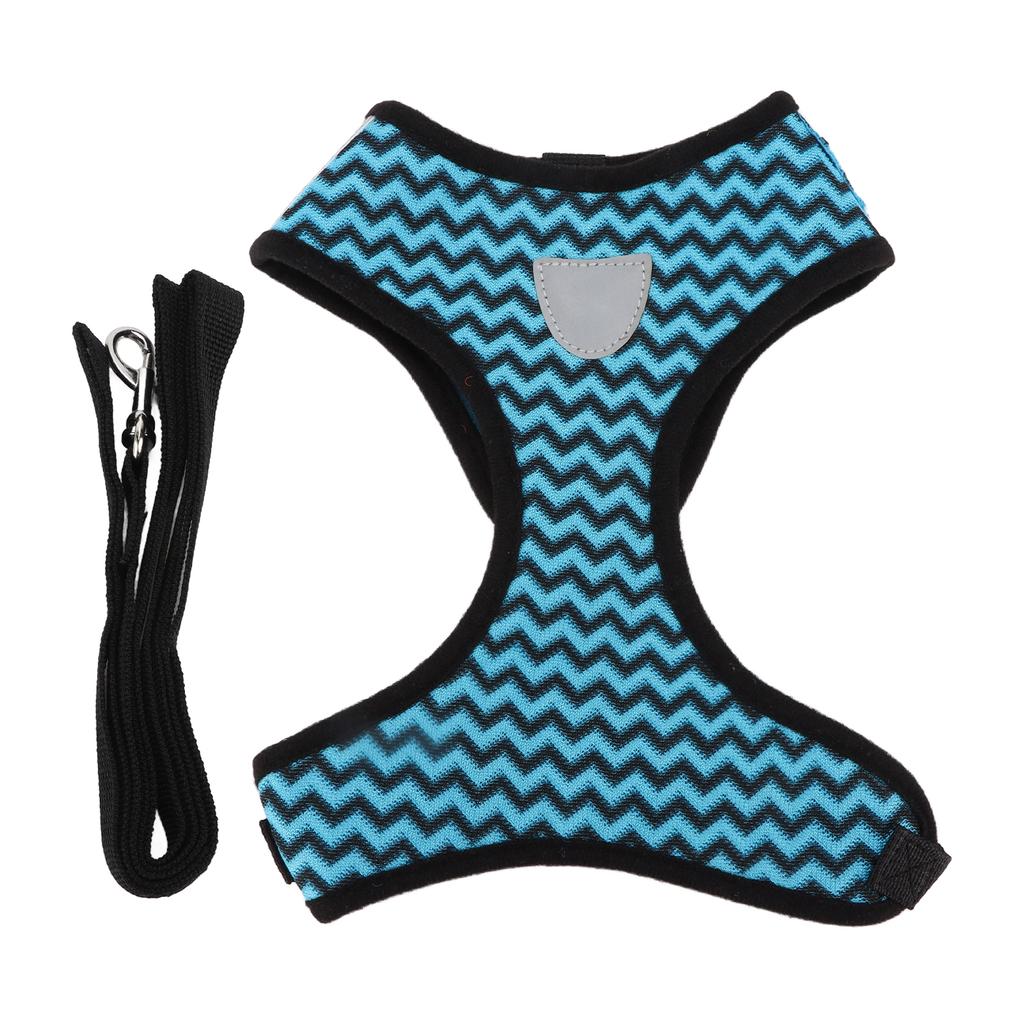 Pet Harness Reflective Pet General Harness with Traction Rope for Cats and Small and Medium Sized DogsBlue M