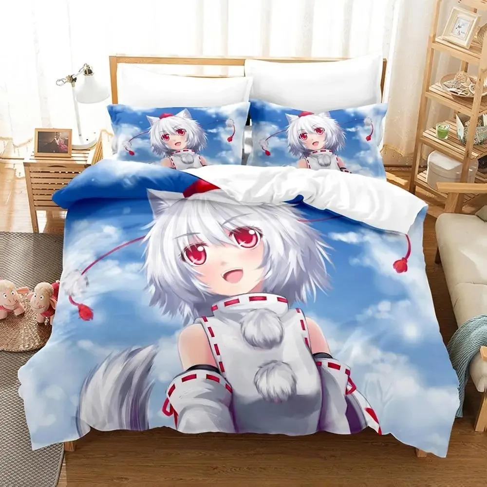 Kawaii Inubashiri Momiji Touhou Bedding Set Single Twin Full Queen King Size Bed Set Adult Kid Bedroom Duvet Cover Set