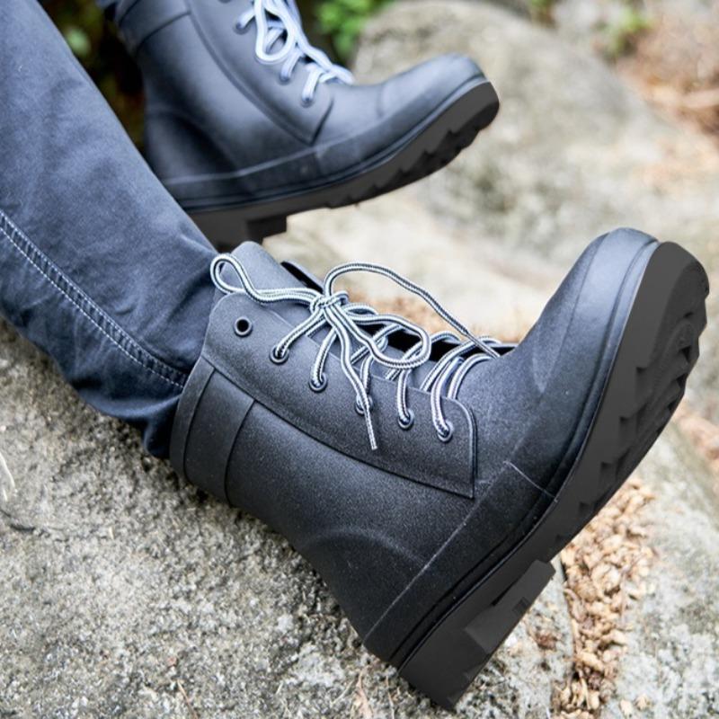 High-top Sports Shoes for Women 2025 Autumn Flat Shoes Casual Versatile with Outdoor Rain Boots Outdoor Knight Women Boots
