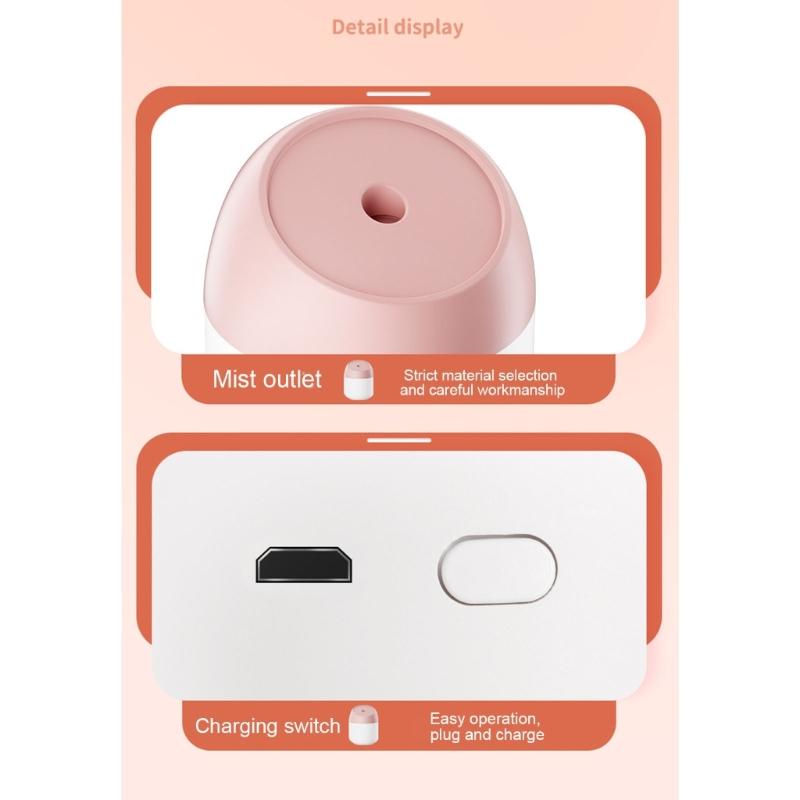 250ML Cool Humidifier USB Desktop Humidifier with LED Light Aromas Essential Oil Diffuser