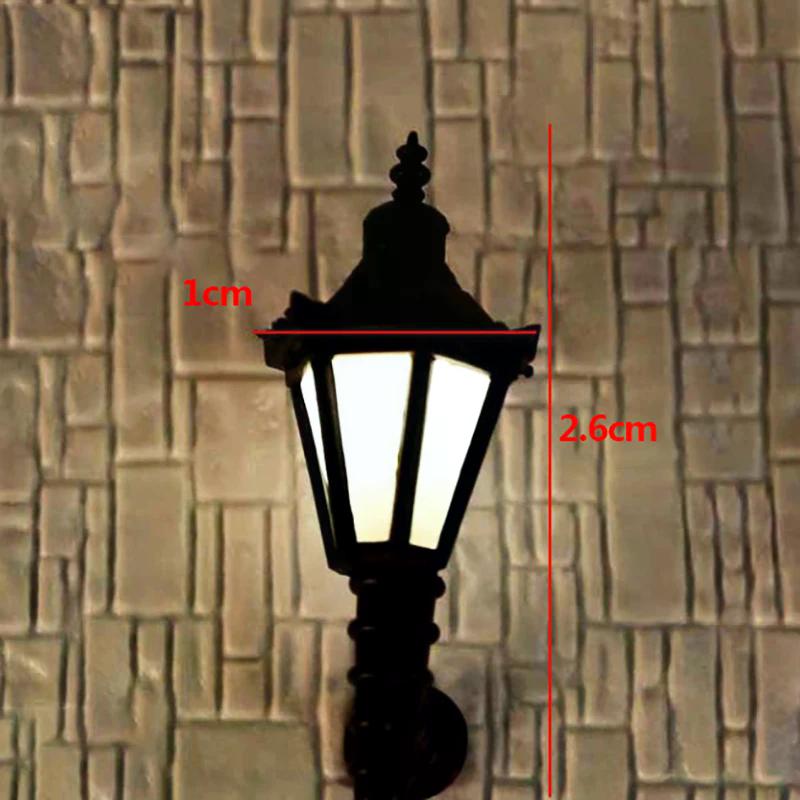 Mini Architectural Courtyard Wall Lamp Light Model Black Outdoor Lamp Dollhouse For Kids Children Adults