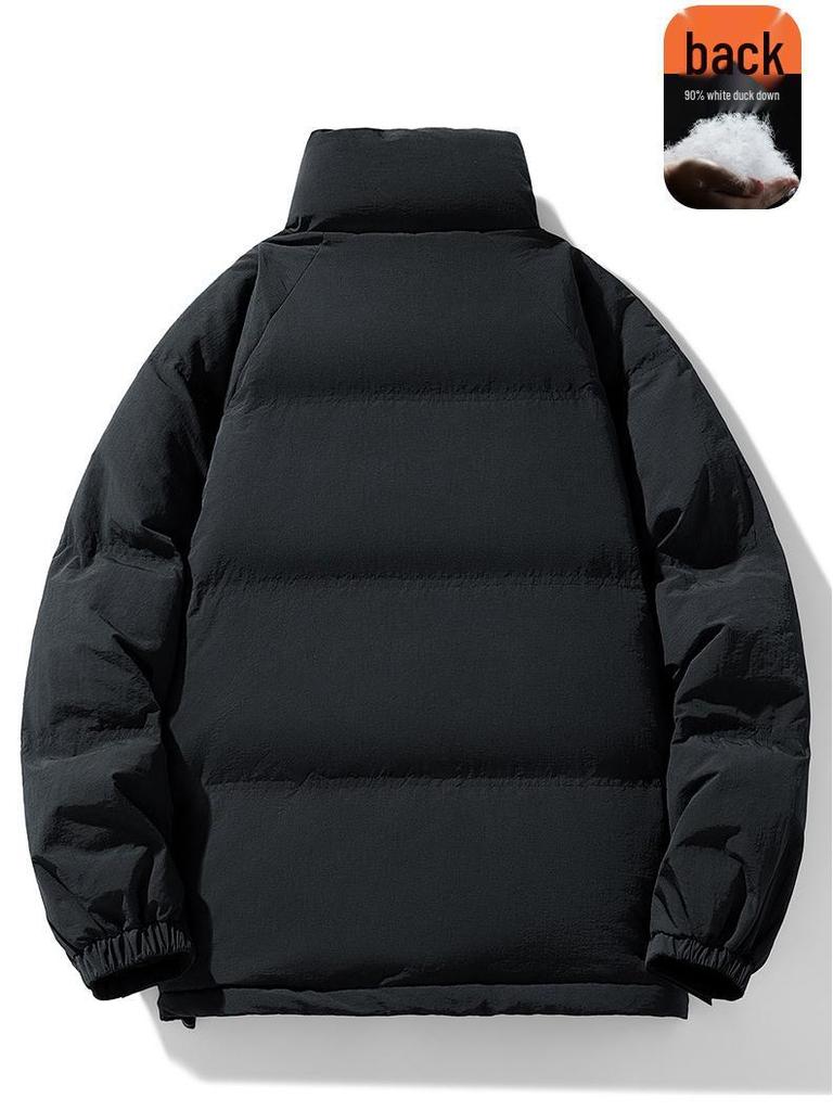 Warme Daunenjacke für Herren: Winter dick gefüttert, mit Samt gefüttert, kältebeständig, 90% weiße Entendaunen, lockere Passform mit Stehkragen.