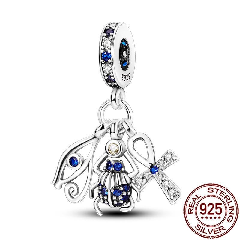 Charms Copper Angel Crucifix Cross Dangle Religious Beads Fit Snake Chain Bracelet Necklace Women Diy Jewelry