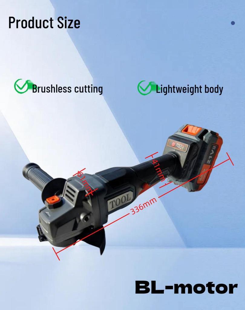 Rechargeable Brushless Angle Grinder - High Power Multi-Function Tool for Cutting, Grinding, and Polishing