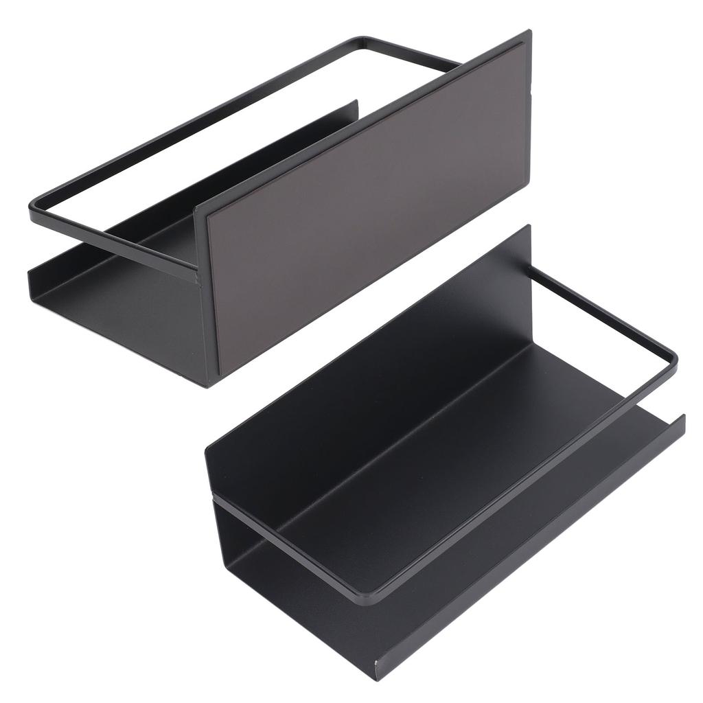2Pcs Magnetic Spice Rack Space Saving Iron Fridge Shelf with 4 Removable Hooks for Spices Bottle