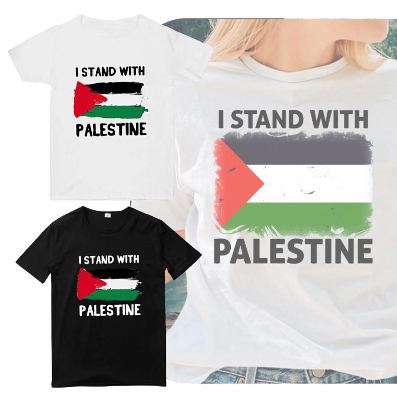 Free Palestine Men's Short Sleeve T-shirt With Round Neck Trendy Cartoon Print Polyester Fiber Teenage Style