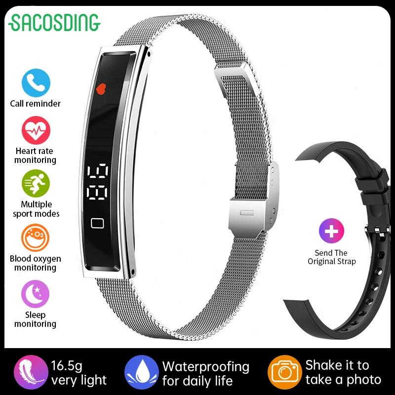 SACOSDING Smart Bracelet Fitness Tracker 24H Sleep Tracker All-Day Continuous Heart Rate Monitor Step Counting Sport Smart Watch Band