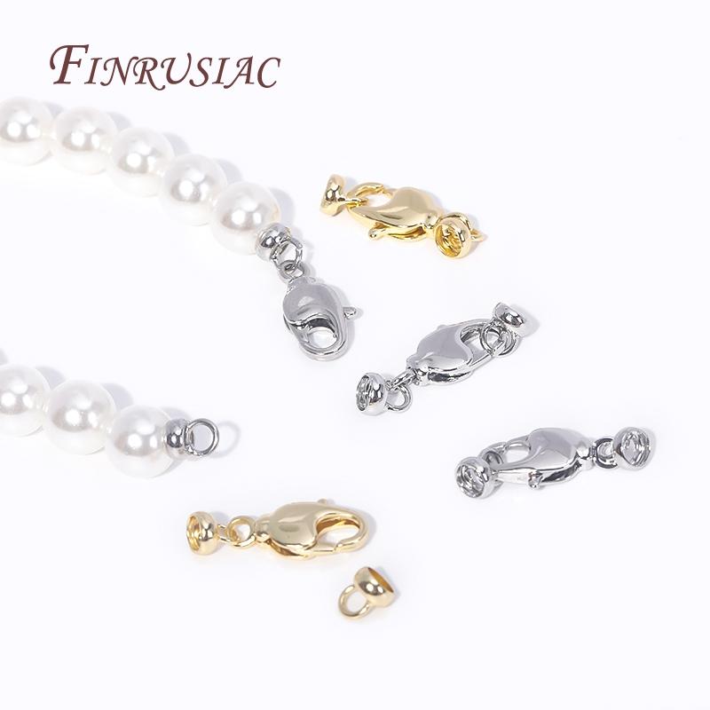 Modeschmuck Verbinder Verschlüsse Endkappen Verschluss Verschluss 18K Goldbeschichtetes Messing Karabinerverschlüsse Für DIY Perlenhalsketten Zubehör