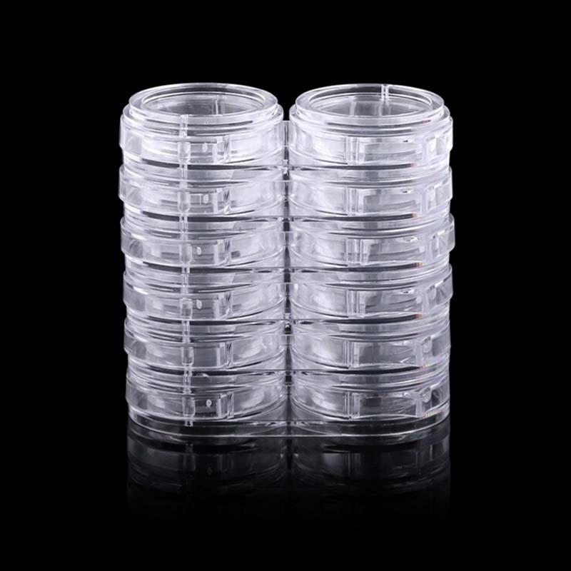 Nail Art Tools Powder Rhinestone Empty Storage Pot Box Case 6 Layers 12 Grids