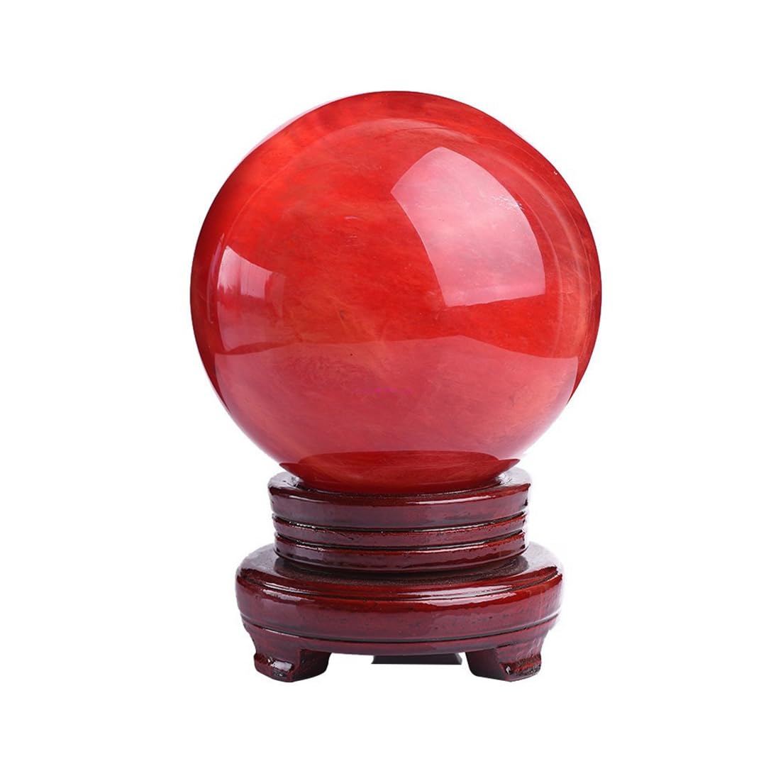 TOMMYFIELD Crystal Ball, Natural Stone, Crystal, Purification, Red Crystal Ball, Crystal Sphere, Feng Shui, Lucky Charm, Red Crystal (Diameter 10cm)