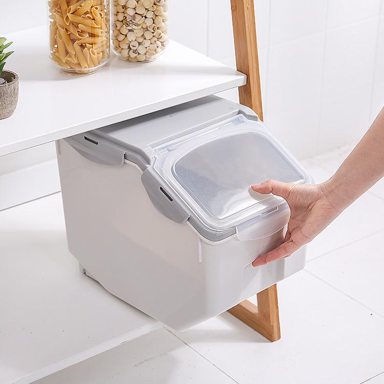 10/15kg Kuchyňský Velký Nádoba na Rýži Zásobník na Obilí Uzavřený Vlhkostěsný Plastový Nádoba na Skladování Krmiva pro Domácí Zvířata Plísně Obilní Kbelík