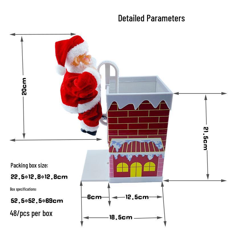Santa Claus Electric Climbing Ladder Toy - Christmas Gift Beads for Chimney and Tree Decoration.