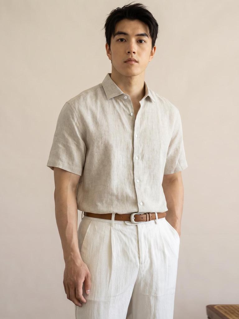 Men's Italian Linen Lightweight Long-Sleeve Shirt - Spring 2026 Casual, Old Money Style.