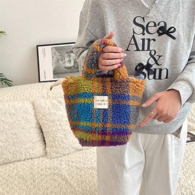 11 New Winter Plush Bag Women's Bento Bag Polka Dot Shopping Handbag To Work Commuting Handbag