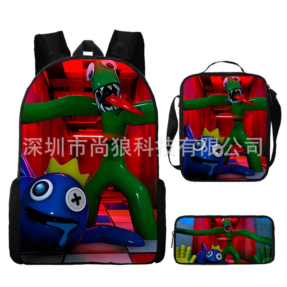 Rainbow Friends Rainbow Friends Student School Bag Digital Printed Oxford Cloth Backpack Satchel Pencil Case