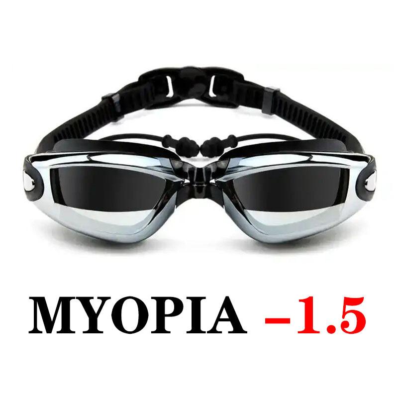 Myopia Goggles, Swimming Goggles, Silicone Swimming Goggles, Anti-Fog And Waterproof Men'S And Women'S Large-Frame Electroplated Glasses