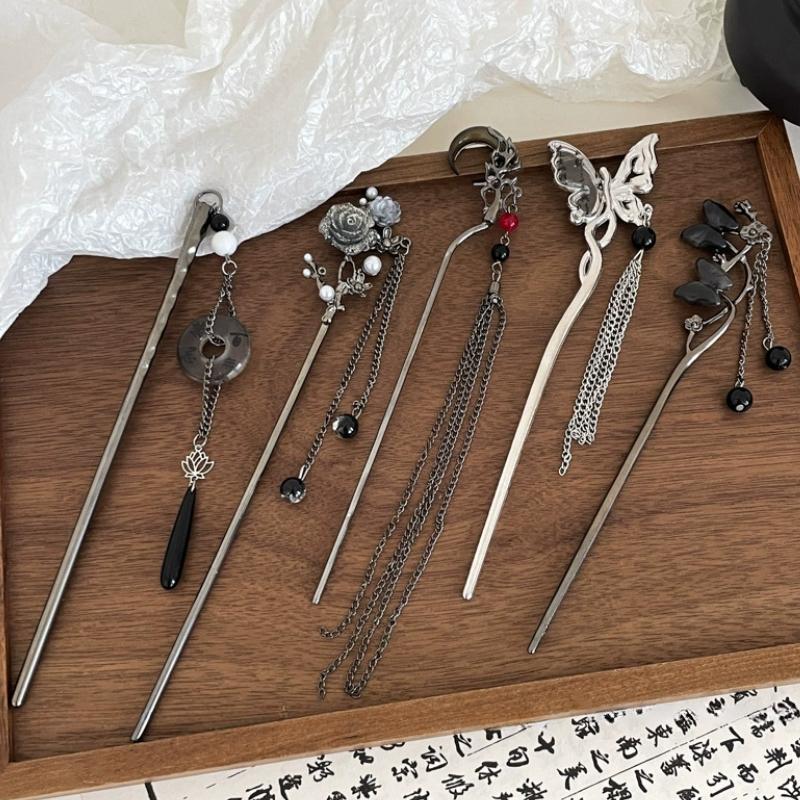 Ancient Chinese Style Elegant Butterfly Tassel Hair Stick for Women Girls Classical Hairpin Chinese Hair Accessories Jewelry