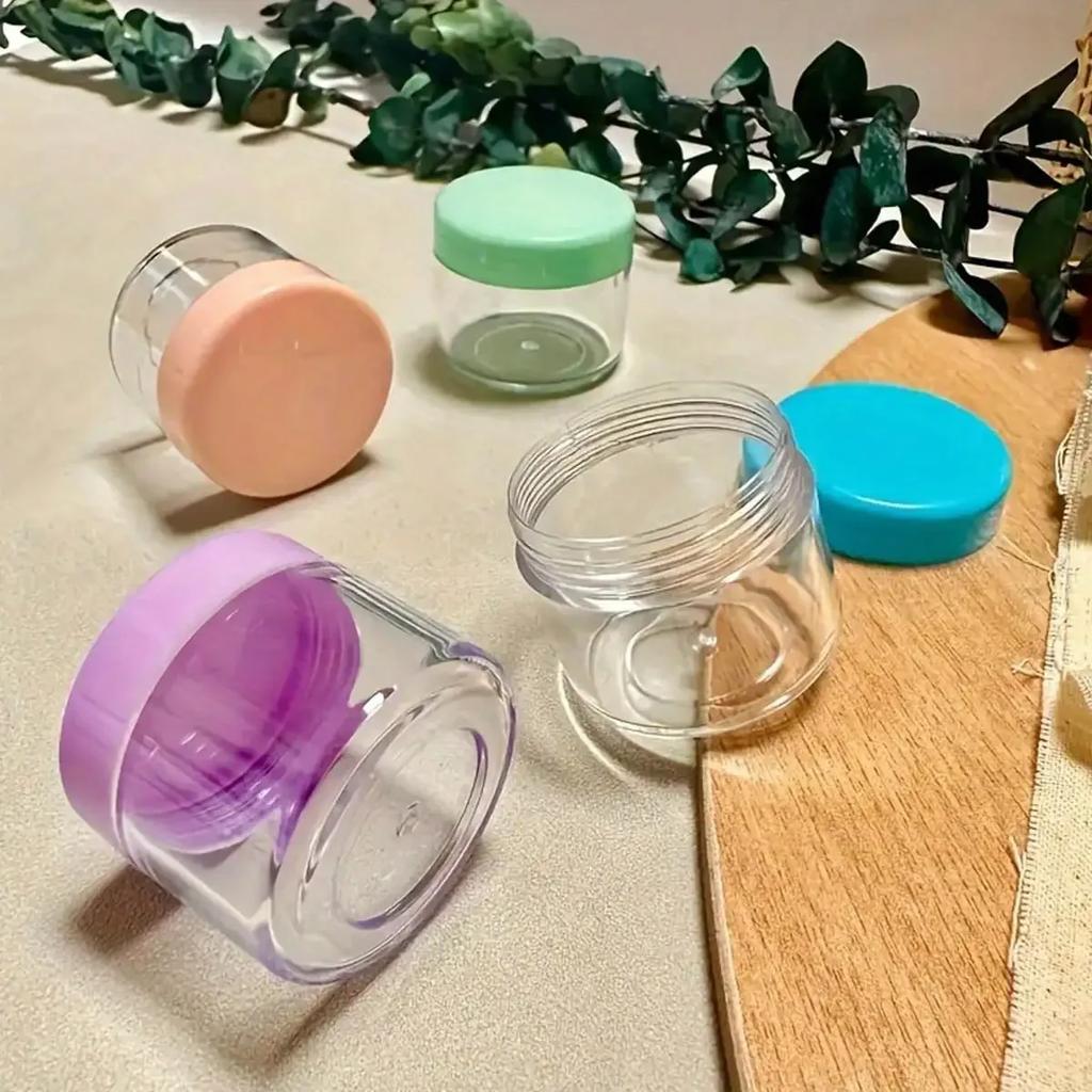 4PCS Empty 20g Travel Small Colorful Covers Clear Plastic Cosmetic Pot Jars With Lids For Face Cream Lip Balm Containers
