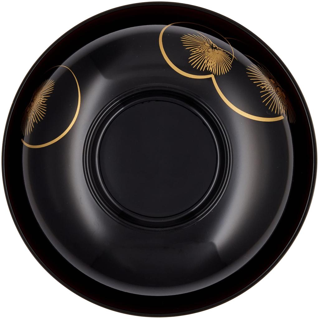 Maeju lacquerware Zoni-Schüssel, Kourinmatsu (Kieferndesign), Schwarz mit rotem Innenleben, Traditionelles Handwerk, Yamanaka Lackware, 450 ml, Hergestellt in Japan, 3